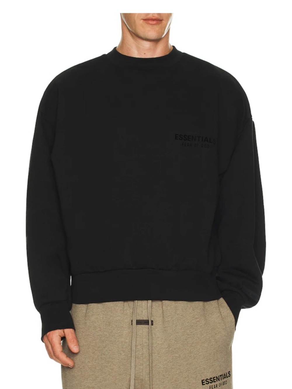 Fear of God Black Crewneck Sweatshirt with Subtle Chest Logo
